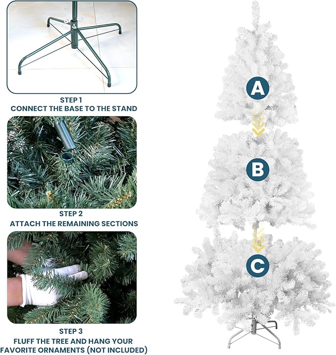 Kadunmina 4ft Artificial White Christmas Tree,Unlit Premium Small Xmas Tree with 328 Branch Tips,Fake Spruce Full Hinges Trees for Home,Office,Metal Base