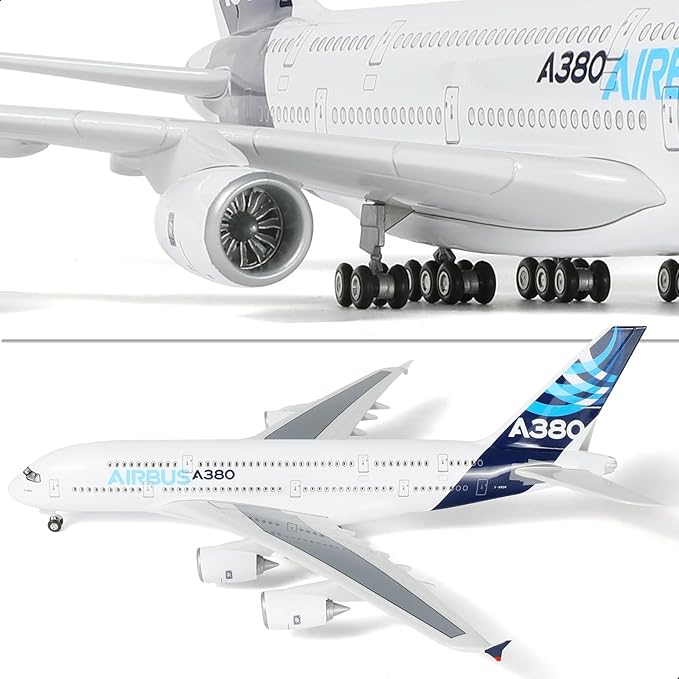 1/200 Scale A380 Prototype Diecast Airplane - Airbus A380 Model Plane Kit with Stand (14 in-L), Pre-Built Model Aircraft for Adults - Aviation Creative Gift, Tabletop Collection Display