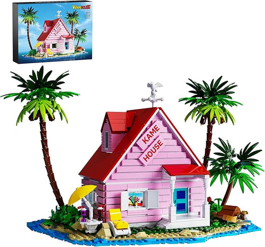 Kame House Building Kit, Pink Sea View Apartment Architecture Model Building Blocks Toy, Compatible with Lego, Creative Christmas for Anime Fans、Teens、Adults (1423PCS)