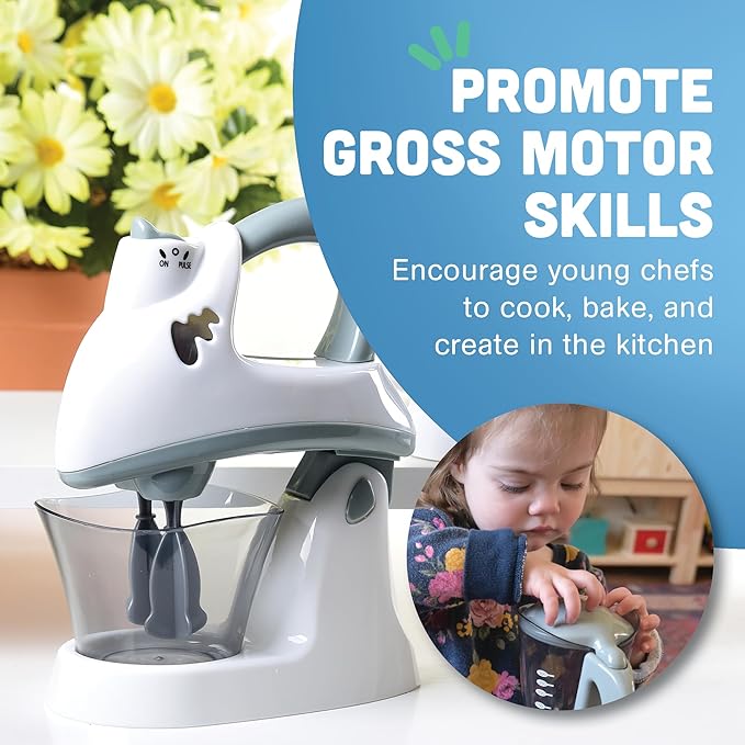 Constructive Playthings Play Kitchen Appliances, Kids Blender and Mixer Toy, Realistic Designs, Developmental Toddler Toys, Ages 3 Years and Up