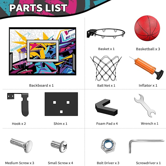 Basketball Hoop Indoor Basketball Toy Gifts for Kids Boys Girls Teens Adults, Suit for Bedroom/Office/Outdoor/Pool, Black