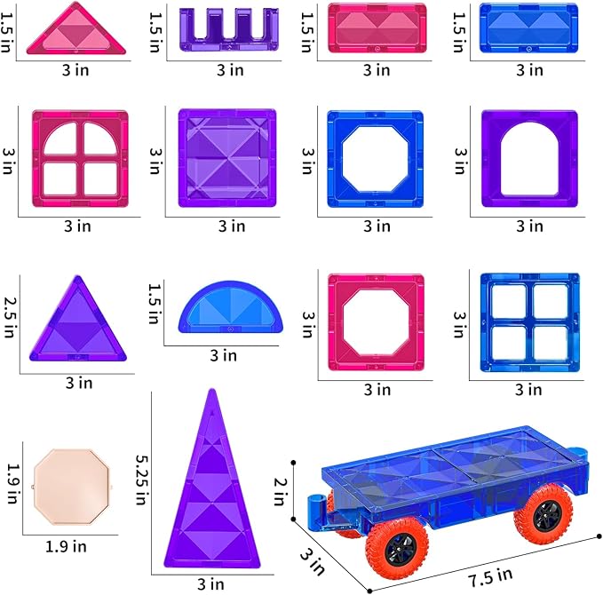 TEMI Magnet Tiles, 80 PCS Magnetism Building Toy Set, Learning and Education Toys for Ages 3 4 5 6 7 8+ Year Old Toddler Kids Boys and Girls