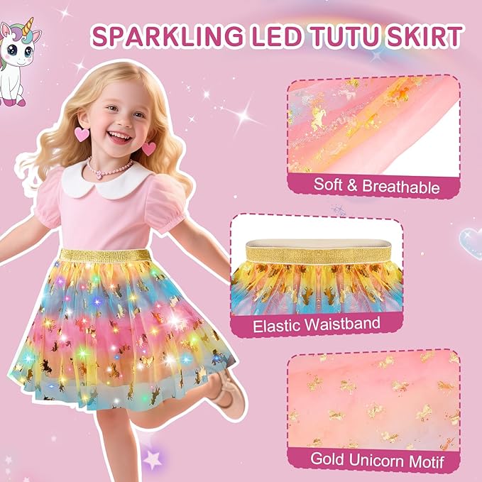 Princess Dress Up for Girls, Light Up Princess Costume Cape Set, Birthday Gifts Toys for Girls 3 4 5 6 Years Old