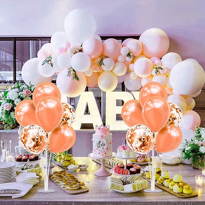 Rose Gold Balloon Stand Centerpiece Table Decorations for Birthday Anniversary Engagement Wedding Bridal Shower Graduation Mother's Day Party Decorations(Rose gold set4)