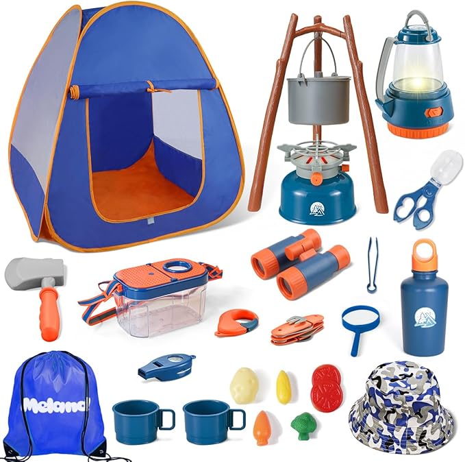 Meland Kids Camping Set with Tent - Camping Gear Toy with Pretend Play Outdoor Toy for Toddlers Birthday Gift