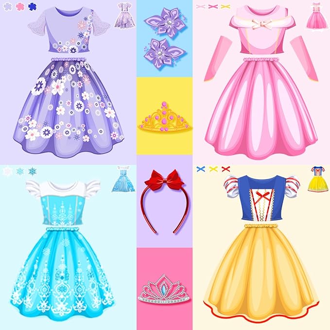 Meland Princess Dress Up - Princess Dresses for Girls with Princess Toys, Dress Up Clothes for Little Girls Pretend Play