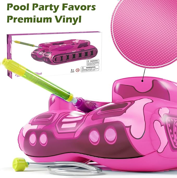 Inflatable Tank Pool Floats Adults - Jasonwell Kids Pool Floaties Swimming Pool Tank with Water Cannon Gun Swim Floaty Rafts Lake Beach Party Pool Toys for Boys Girls Kids Adults