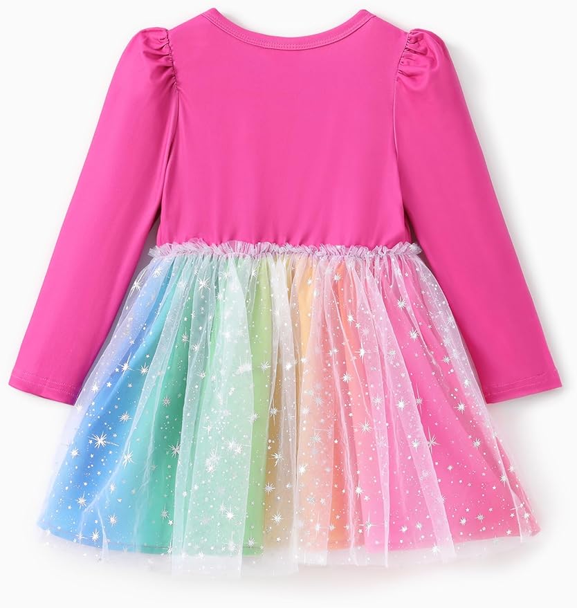 Peppa Pig Toddler Girls Dress for Fall Long Sleeve Tutu Dresses for Birthday Party Tulle Princess Dress Little Girl Size 2-6T