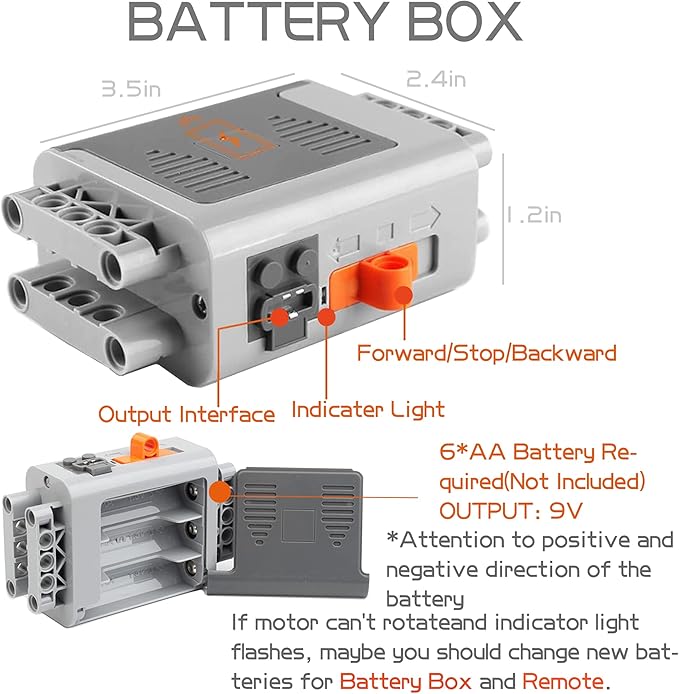54PCS Power Function Motor Kit, Infrared Remote Control&Battery Pack Motor Set, Compatible with Lego Technic Sets, New Light Gray Electric Functions Motors and Gears, Kid&Adult