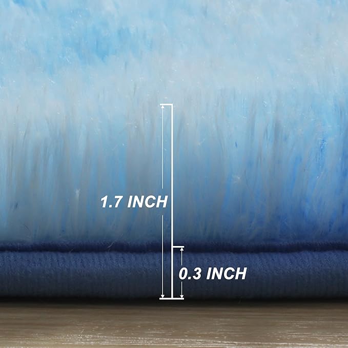 PAGISOFE Fuzzy Area Rugs for Bedroom Living Room Fluffy Shag Fur Rug for Kids Nursery Dorm, Furry Rugs Shaggy Decorative Accent Rug for Home Floor Carpet, 5x8 Feet, Blue