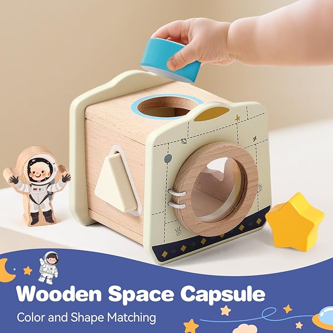 ibwaae Space Toys, Montessori Toys for 1 2 3 Year Old First Birthday Gift,Educational Learning Toys for Toddlers, Baby Toys with Shape Sorter Stacking