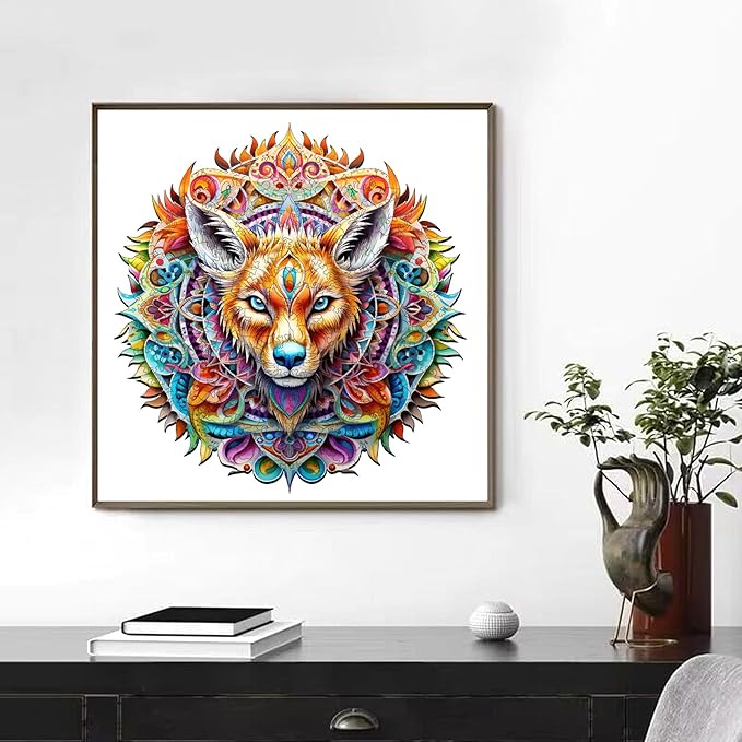 Original Wooden Jigsaw Puzzles-(Wolf,200pcs,Medium 10.7x11.3in),Wooden Puzzles for Adults,Unique Shape Animal Adult Puzzles,Irregular Wood Puzzles Best Gift for Adults and Kids Family Game