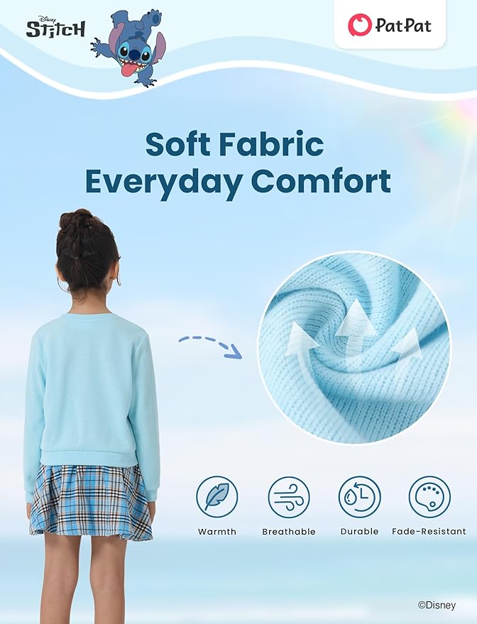 Disney Frozen Elsa Stitch Princess Moana Minnie Toddler Girl 2 Piece Outfit Kid Pearl Button Knit Top & Tweed Skirt Set 2-13Y