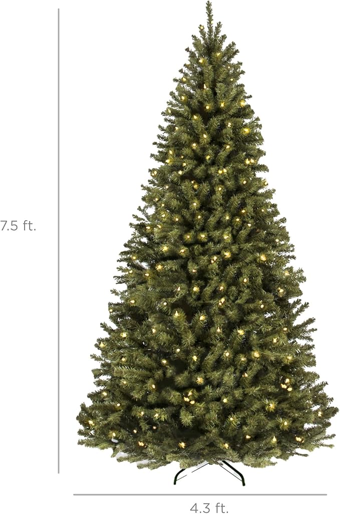 Best Choice Products Artificial Christmas Tree, 7.5ft Premium Pre-Lit Realistic Spruce Holiday Décor w/Dense Branches, Metal Base - Green Spruce