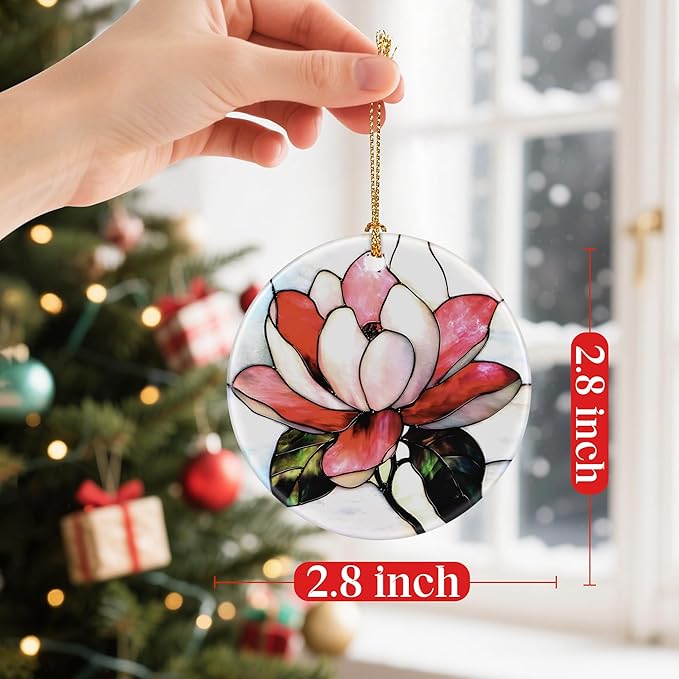 Magnolia Flower Christmas Ornaments: Christmas Tree Ornaments, Holiday Decor for Flower Lovers, Stocking Stuffers, Gift Ideas, Xmas Gifts & Gifts for Nature and Garden Lovers