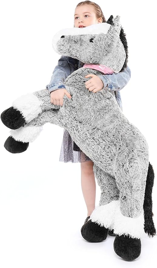 MaoGoLan Large Horse Stuffed Animal for Girls, Big Plush Toy, Jumbo 4 Feet Ridable Pony Plush Pillow for Kids
