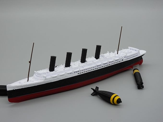 12" Prebuilt Display Model Ship (RMS Lusitania Wartime 1ft Model with Torpedos (4ct))