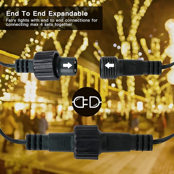 LetsFunny 300 LED Christmas String Lights, 108FT - UL Certified Outdoor & Indoor Fairy Lights for Tree, Patio, Garden, Party, Wedding, Halloween, Holiday Decor with 8 Lighting Modes