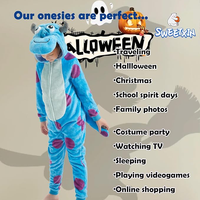 SWEETXIN Unise Kids Jumpsuit Cosplay Onesie One Piece Suit for Girls Boys Halloween Character Costume Dress Up Party