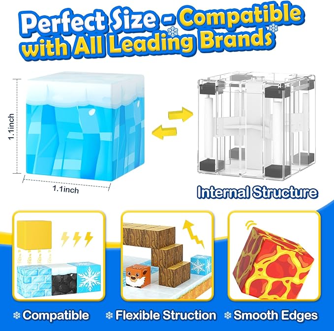 Coodoo Frozen Toys Magnetic Blocks - Build Mine Magnet World Frozen & Lava Set, Magnetic Tiles Building Blocks Toddler STEM Sensory Outdoor Kids Toys, Gifts for Boys & Girls for Ages 3 4 5 6 7 8