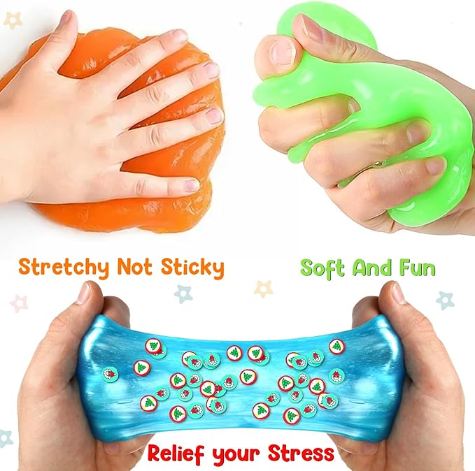 Advent Calendar 2025 Slime Christmas Countdown Calendars 24 Days of Surprises with DIY Clay Fluffy Slime Kit Gifts for Toddler Kids Boys Girls 4 5 6 7 8 9 10 11 12 Year Old Classroom Prizes