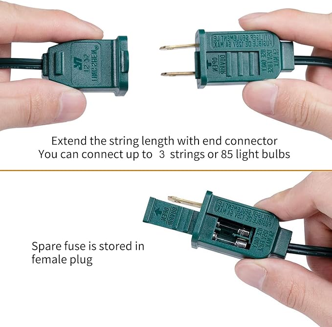 C7 Outdoor Christmas Light, 25Ft Vintage Christmas String Lights with 27 Clear Colorful Bulbs (2 Spare), Vintage Outdoor String Lights for Christmas Holiday Prom Roofline Party Wedding Decor-Green