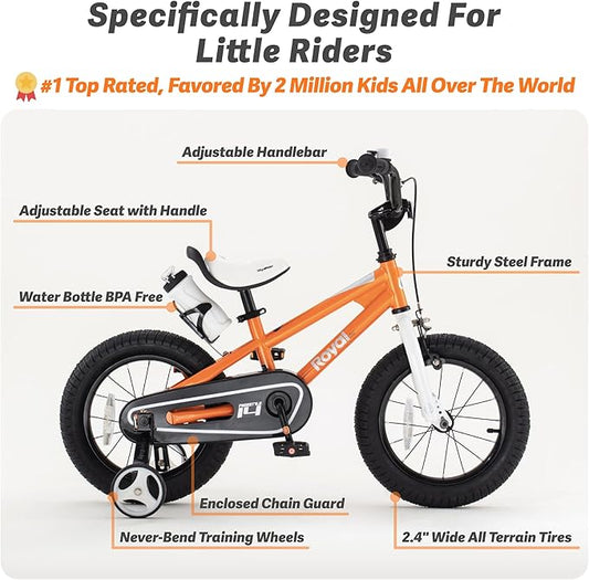 RoyalBaby Kids Bike Freestyle Classic & EZ Balance Pedal Switchable Bicycle, 12 14 16 18 Inch, 3-10 Years Toddler to Big Kids