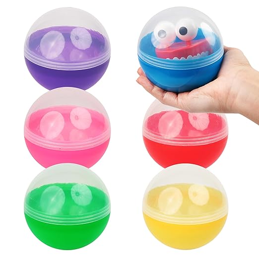 Capsule Vending Machine Translucent Round Capsules Empty 14 pcs 3.9 inch - Gumball Machine Capsules Easter Basket Stuffers Birthday Gifts - DIY Craft Supplies Claw Machine Refills in Bulk