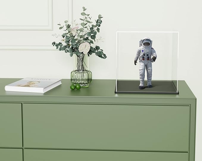 Acrylic Display Case, Super Clear Displaying Box with Matt Base and Lid for Toys, Figures, Collectibles (7x7x7inch)