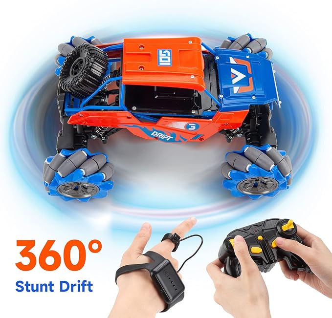 1:14 Scale 4WD Metal Remote Control Car, 360° Rotating Hand Gesture Sensor Control Monster Truck All Terrains RC Car Vehicle Stunt Car with Rechargeable Batteries gift for Boys Kids and Adults