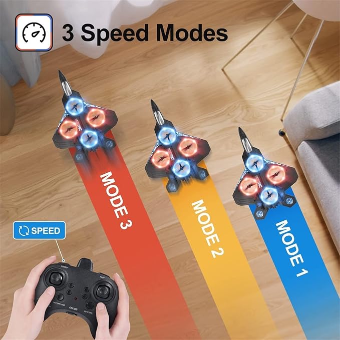 2025 V17 Jet Fighter Stunt RC Airplane -【New Version】RC Plane, 2.4GHz Remote Control Airplane, 360° Stunt Spin Remote & Light RC Airplane, Drop-Resistant Fighter Glider Airplane Hobby Toy (Blue)