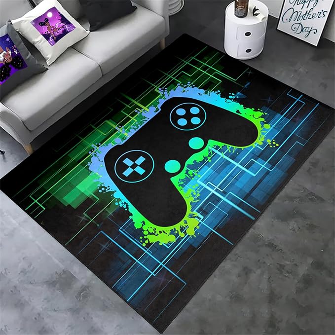 Gamer Rug for Boys Room - Video Game Rugs for Kids Bedroom Gaming Rugs for Gaming Room Gamer Decor for Boys Room Game Carpet for Playrooms,2'5''×4'