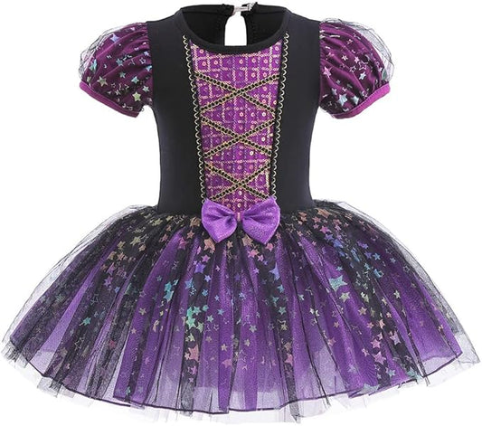 DYMCII Baby Girls Princess Ballet Dress Short Sleeve Leotards Skirted Tutu Dancewear Halloween Christmas Party Fancy Costume