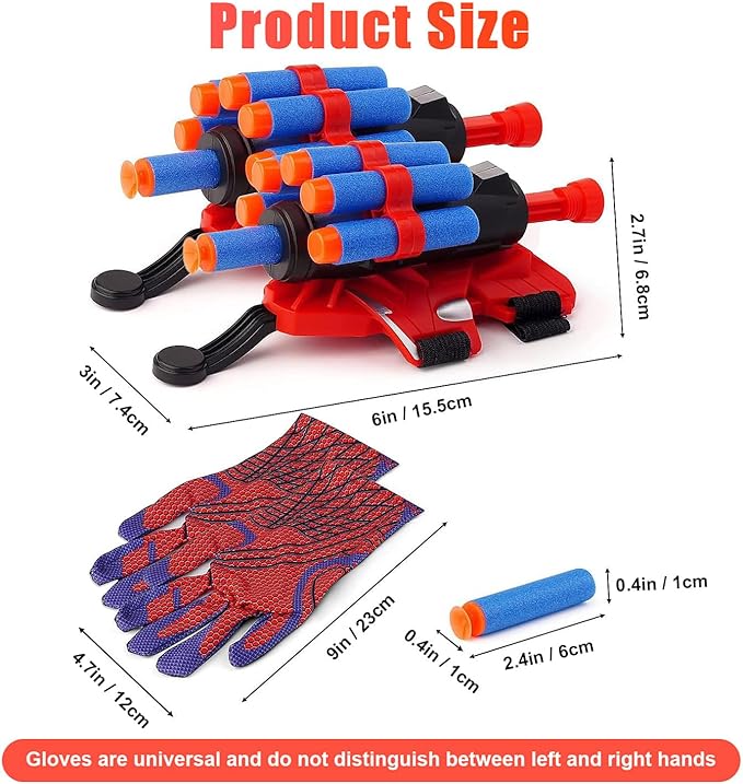 2 Packs Spider Web Shooters for Kids Plastic Launcher Glove with Wrist Set Web Shooter for Birthday Party Christmas Halloween Decorations Party Favors