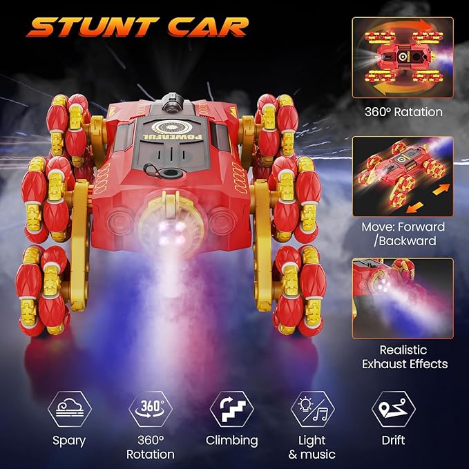8WD Gesture Sensing RC Stunt Cars, Remote Control Cars, Christmas Birthday Toys Gifts for Kids 8 9 10 11 12 Year Old Boys Girls, Transform Drift Off Road Vehicle