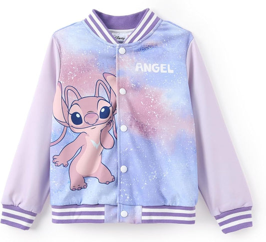 Disney Minnie Mickey Stitch Princess Frozen Elsa Marvel Jacket Lightweight Coat Button up Color Block Sweatshirt 2-14 Years