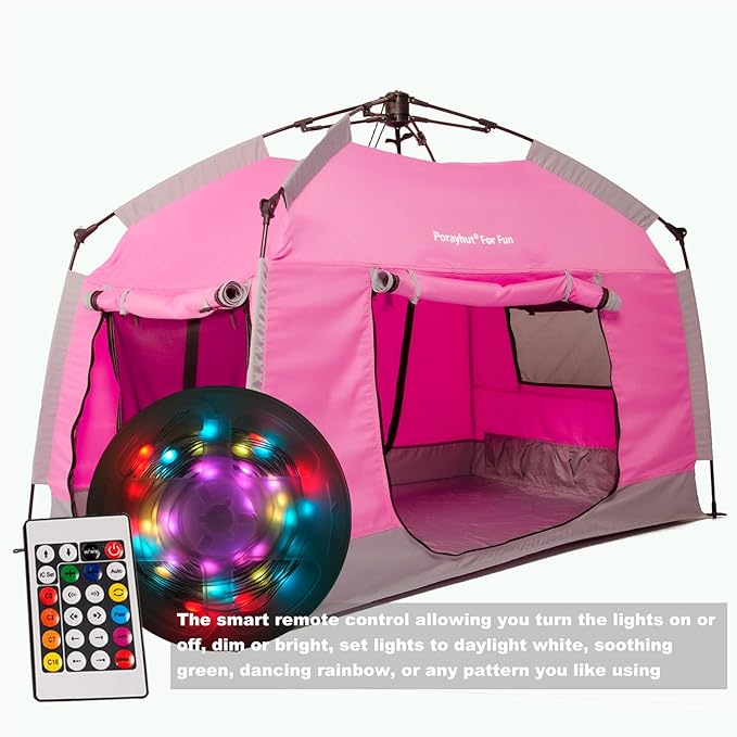 Kids Play Tent-Portable Playhouse Children House -Easy Set up Indoor Outdoor with Carry Bag for Kids-Light Strip Design for Night use -Space for Children and Parents-Birthday