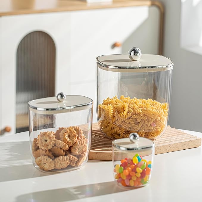 13oz Clear Plastic Jar with Lid for Kitchen Counter, Plastic Apothecary Jar for Cotton Swabs, Balls, Cotton Pads, Floss Picks,400ml