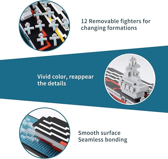 Building Blocks Set Aircraft Carrier Model Micro Mini Blocks 1300 Pieces Building Bricks