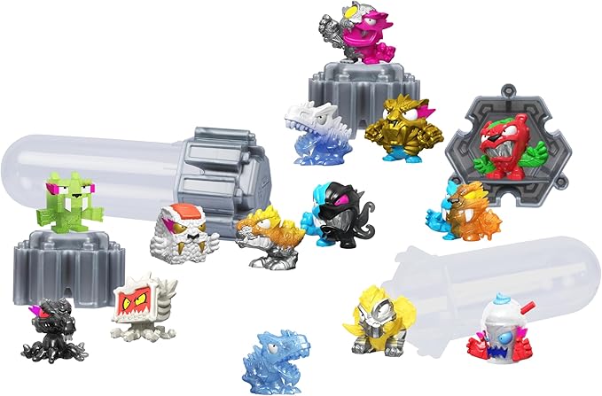 MRBEAST LAB Swarms Series 3, Hyper Fusion Series, 14 Pack Collectible Micro Beasts, 14 Collectible Stickers & 4 Fusion Caps to Build Out Your Own Steel Slushee