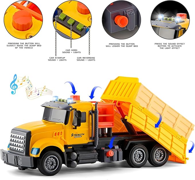 2Pcs Large-Size Construction Engineering Truck Toy Set,Lifting Arm Crane & Lifting Transport Truck Construction Toys,for 3 4 5 6 7 Year old Boys Kids Toddlers Birthday Christmas Gift