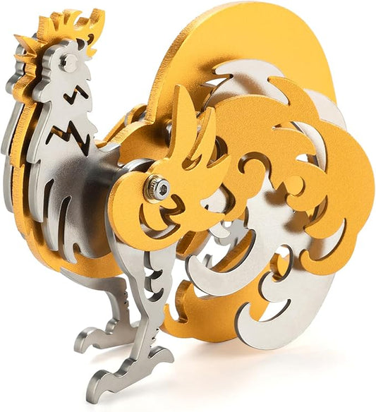 3D Metal Puzzles,3D Metal Puzzle for Adults,Mechanical Model Kit Zodiac Rooster Gold,Steel 3D Puzzles Stainless Steel Ornaments for Adults Home Decor Art Craft Gifts Toys.