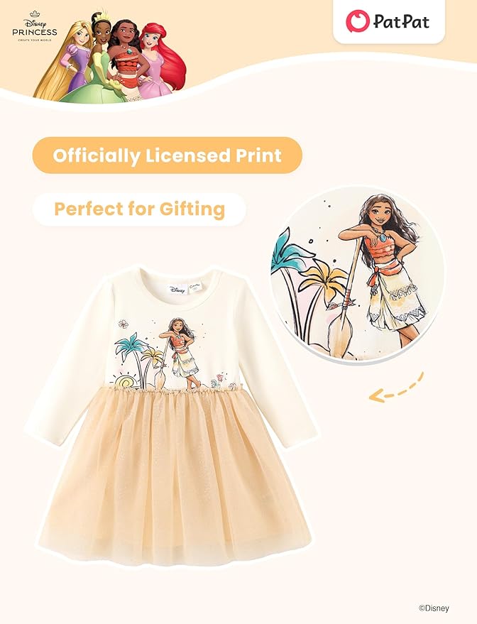 Disney Frozen Elsa Princess Cinderella Ariel Jasmine Rapunzel Baby/Toddler Dress, Ruffle Long-Sleeve Mesh Overlay Tulle Dress