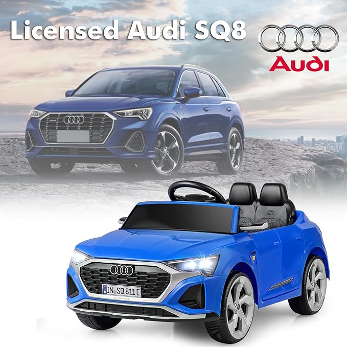 Licensed Audi SQ8 Ride on Car by INFANS, Battery Powered Electric Vehicle for with Remote Control, Adjustable Music, LED Lights, Suspension, Driving Toy Gift for Kids Toddler Age 3+ (Blue)
