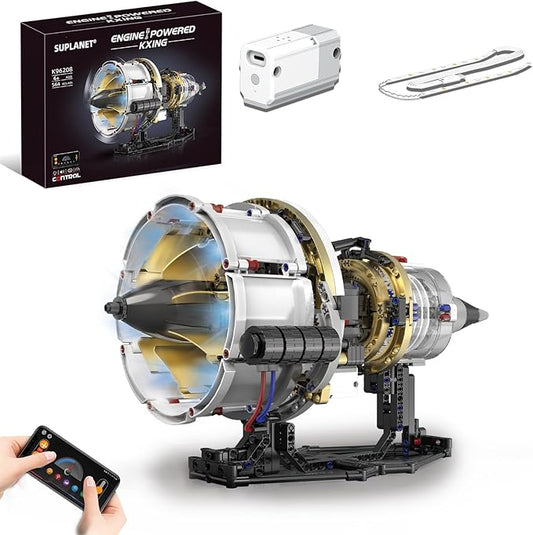 Aircraft Engine Toys Building Sets,Turbofan Engine Model That Run with Motor and Lights,Mechanical Science Education STEM DIY Project Building Kit for Adults and Kids Aged 8-14 (564 pcs)