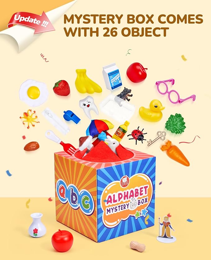 JoyCat Mystery Alphabet Box for Kids 26 PCS Letters Sorting Matching Game Activities Letter Sounds Fine Motor Learning Toys for Preschool Kindergarten Classroom - Halloween