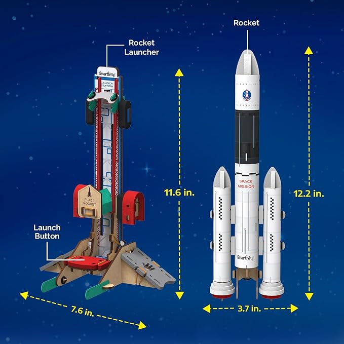 Smartivity Rocket Launcher Kit for Kids 6-14 Years Old | Build Your Own Rocket and Launcher | Birthday Gifts for Boys & Girls | DIY STEM Science Toy for Kids 6,7,8,9,10,11,12,13,14 Years