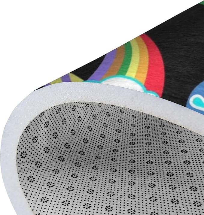 ABC Alphabet Rug, Classroom Playmat Rugs - 5x7 Ft Kids Carpet with Rubber Backing, Colorful Cartoon Letters Kids Play Mat Nursery Rugs for Toddlers Children Bedroom Playroom - Black