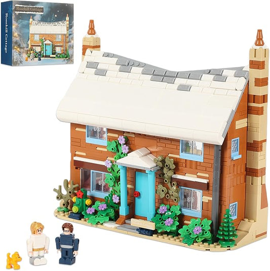 The Holiday Christmas Building Set, Rosehill Cottage Village Compatible with Lego – Cozy Winter House with Figures & Dog, Creative Display Gift for Adults, Kids & Movie Fans (841PCS)