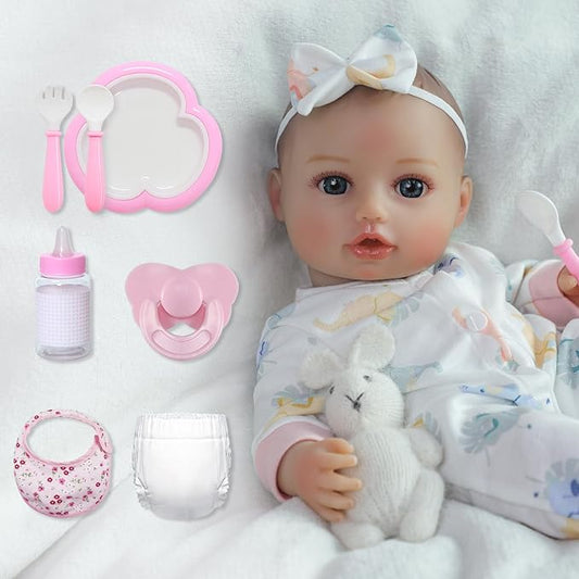 SCOM Soft Baby Doll Girl - 16 inch First Realistic Doll with Accessories, Lifelike Real Cute Baby with Cloth Body & Vinyl for Kids 3 4 5 6 + Year Old Gifts